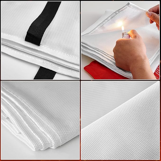 Fire Blankets Emergency for Home, Fire Blankets to Smother a Kitchen Fire, 40” x 40” Emergency Fire Blanket 8 Pack, Fiberglass Fire Blanket for Kitchen, Camping, Car, Picnic, Fireplace