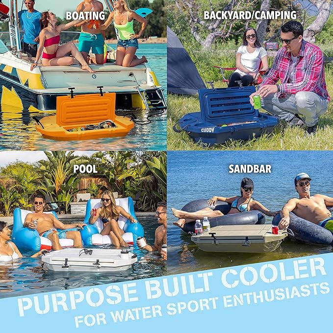 CUDDY Floating Cooler and Dry Storage Vessel for Land & Water – 40QT– Great for River, Beach, Kayak, Pool, & Lake - Multiple Color Options