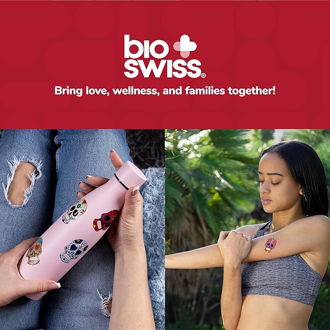 BioSwiss Bandages, Skulls Shaped Self Adhesive Bandage, Latex Free Sterile Wound Care, Fun First Aid Kit Supplies for Kids, 50 Count