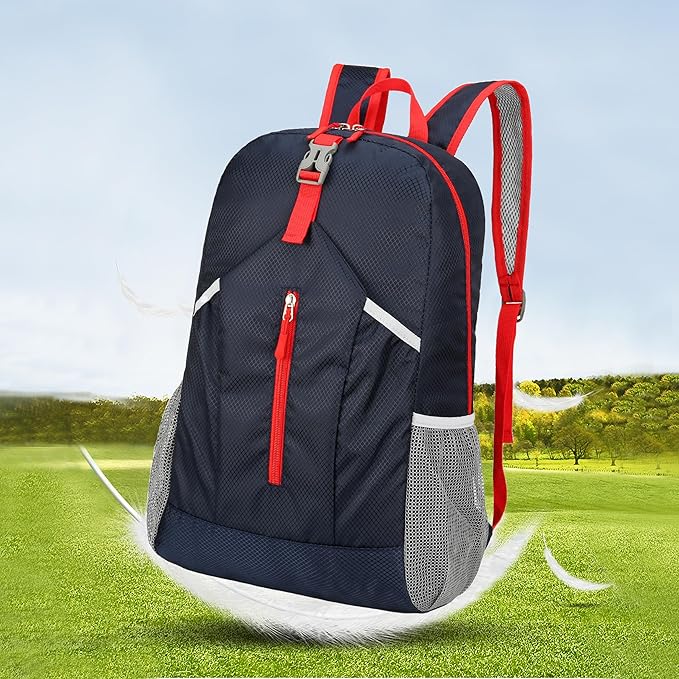 25L Hiking-Backpack Foldable-Sports Daypack-Camping Collapsible Bag Water Resistant Lightweight Travel Men Women (Dark Blue)