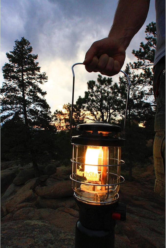 Coleman NorthStar 1500 Lumens 1-Mantle Propane Lantern, Push-Button Instastart Ignition with Pressure Regulator and Mantle Included, Great for Camping, Power Outage, Emergencies, & Home Use