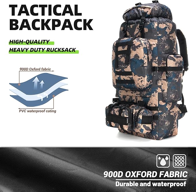 King'sGuard 100L Camping Hiking Backpack Molle Rucksack Military Camping Backpacking Daypack