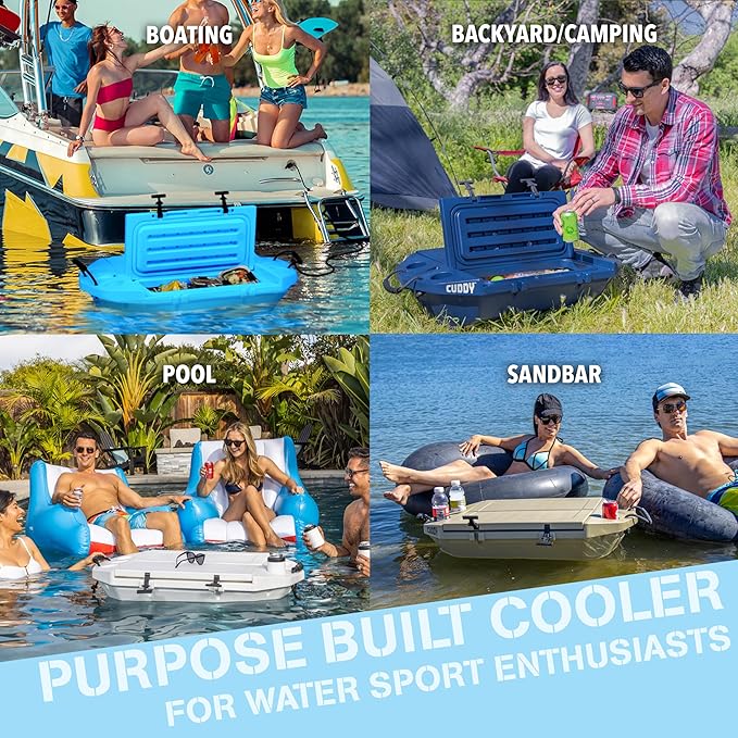 CUDDY Floating Cooler and Dry Storage Vessel for Land & Water – 40QT– Great for River, Beach, Kayak, Pool, & Lake - Multiple Color Options