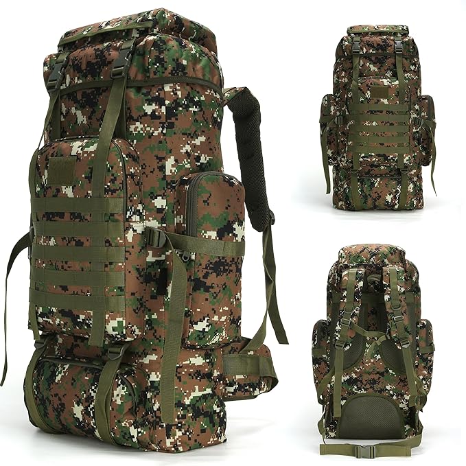 70L Camping Hiking Military Tactical Backpack Outdoor Water-Repellent Adjustable Sport Bags