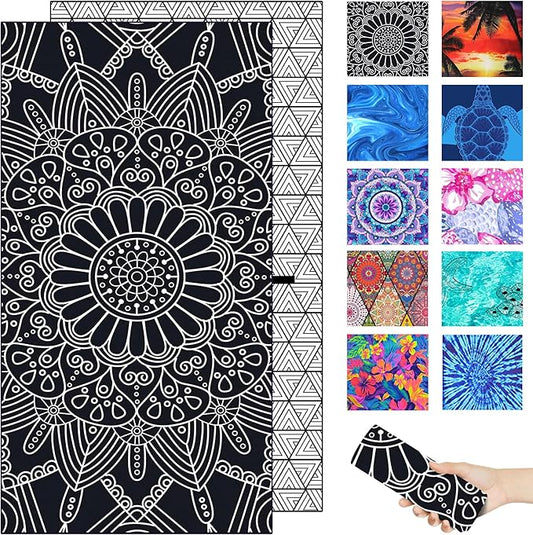 Microfiber Beach Towel – Quick Dry Lightweight Sand Free Oversized Large Towel Accessories Travel Must Swim Pool Yoga Camping Summer Cruise Ship Essentials Cloud Compact Sandproof Gift Art Mandala