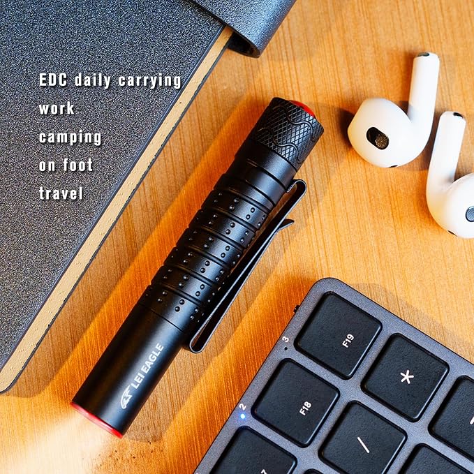 ZZ Seven Star Beetle EDC Flashlight, Ultra Compact LED100 lumens, Equipped with AAA Alkaline Battery, Mini Tactical Flash, Two-Way Pen Clip, Suitable for Daily Carrying (Black)