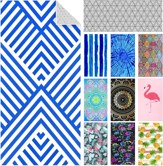 Microfiber Lightweight Thin Beach Towel Sandproof Compact Clearance Towels Quick Dry Sand Free Pool Swim Fast Drying Sandless Blanket Travel Essentials Accessories Vacation Men Adult Gift Blue Striped