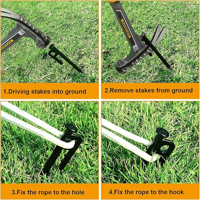 12 Pcs 16 Inch Tent Stakes Heavy Duty Metal Tent Pegs,Camping Steel Tent Stakes for Unbreakable and Inflexible Camping Backyard Rocky Ground