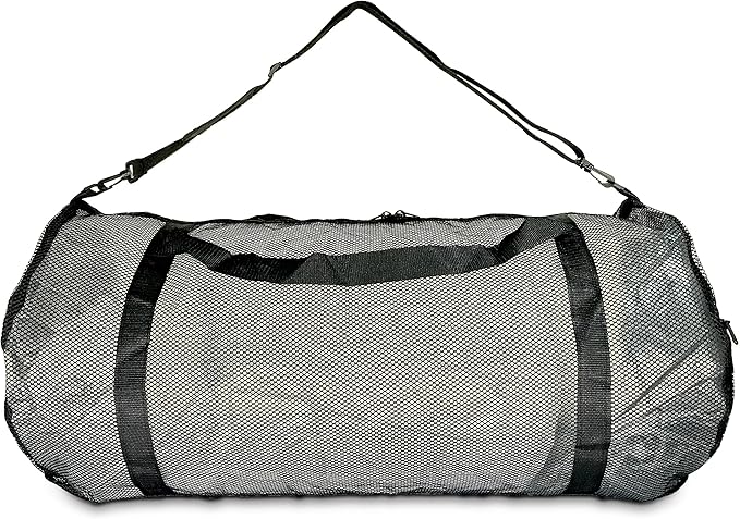Mesh Duffle Bag with Shoulder Strap | Large Dive Bag for Scuba Diving Gear, Snorkeling, Freediving, Spearfishing, Swimming & Beach | Heavy-Duty Mesh Duffel Bag for Quick Drying