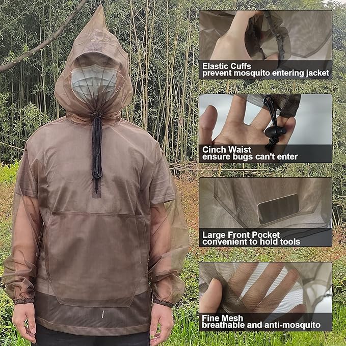 Aventik No-See-Um Mesh Mosquito Suit, Pants & Jacket Set for Outdoor, Multiple Sizes to Fit Everyone Stay Safe and Cool