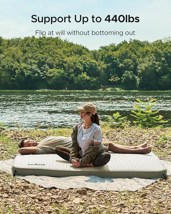 ACACIA 4" Thick Self Inflating Sleeping Pad with Foam, Innovative Y-Shaped Telescopic Structure, Ultraportable Camping Air Mattress with Pump Sack, Outdoor Compact Sleep Bed for Travel Tent Car