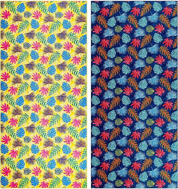 2 Pack Microfiber Beach Towel, Oversized Microfiber Pool Towel 75”x 35”, Sand-Free Beach Towel, Quick Drying Camping Towel, Super Absorbent Bath Towel Blanket, Soft Breathable and Lightweight