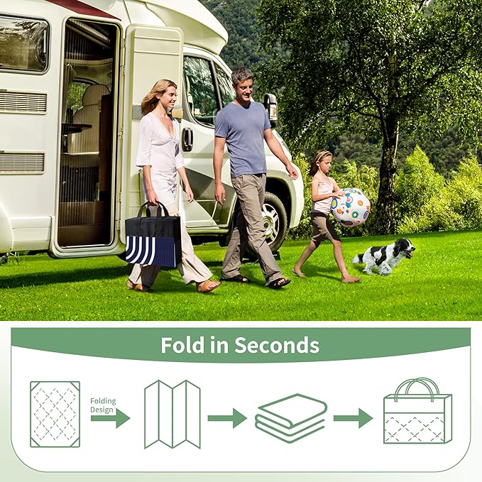 GENIMO Outdoor Rug 5' x 8' Waterproof for Patio Clearance, Reversible Plastic Straw Camping Carpet, Lightweight Rugs Mats for Rv, Backyard, Deck, Porch, Picnic, Balcony, Mix-Blue & White
