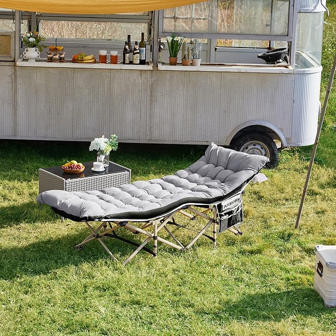 Yaheetech Folding Camping Cot Portable Outdoor Bed for Adults w/Mat & Storage Bag & Carry Bag, Heavy Duty Cots for Outdoor Travel & Office/Home Nap