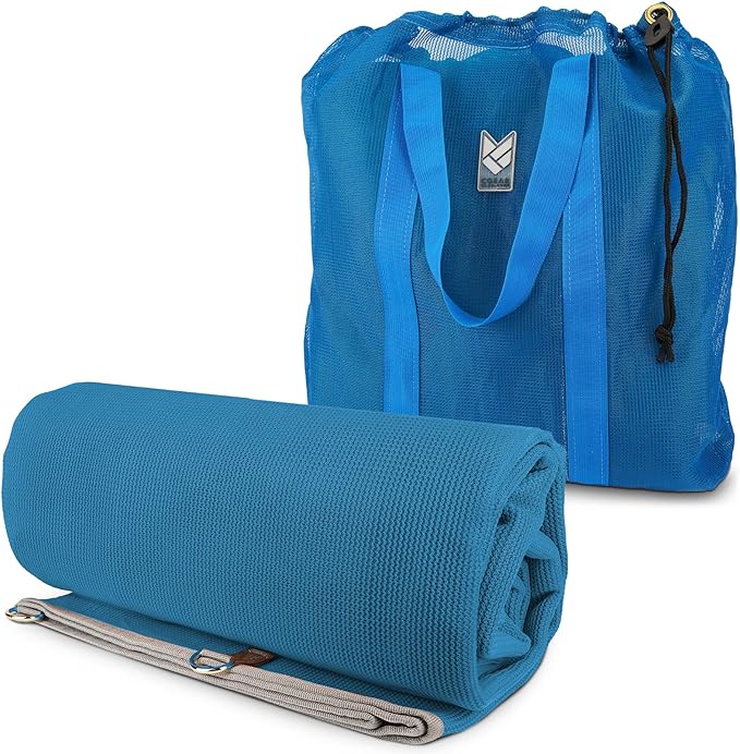 CGEAR RV Camping Mat, Sand Free Outdoor Reversible Rug for Campsite, Backyard, Patio, Deck, and Beach (Blue/Green, 8' x 14')
