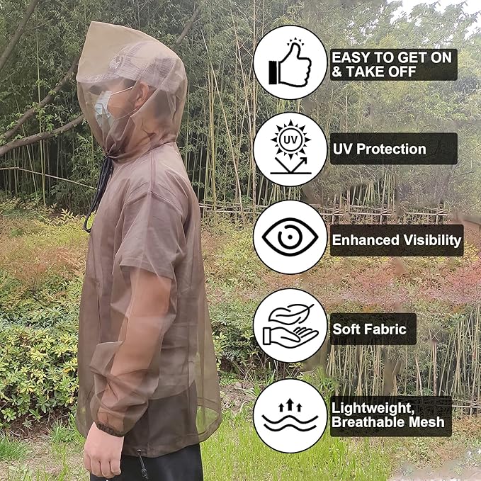 Aventik No-See-Um Mesh Mosquito Suit, Pants & Jacket Set for Outdoor, Multiple Sizes to Fit Everyone Stay Safe and Cool