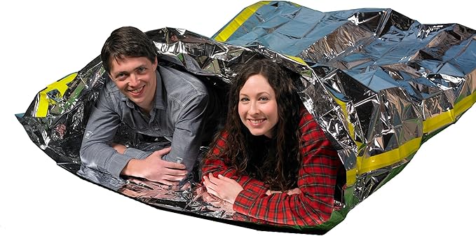 Emergency Survival Mylar Thermal 2 Person Sleeping Bag - Accommodates 2 Adults - 64" X 87"- by Grizzly Gear