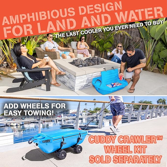 CUDDY Floating Cooler and Dry Storage Vessel for Land & Water – 40QT– Great for River, Beach, Kayak, Pool, & Lake - Multiple Color Options