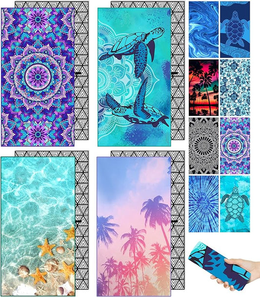 Microfiber Beach Towel–Quick Dry Lightweight Sand Free Oversized Large Towel Accessories Travel Must Swim Pool Yoga Camping Summer Cruise Ship Compact Sandproof Gift Mandala Coconut Tree(71" 32")