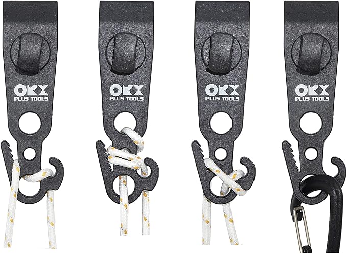 ORXPLUS TOOLS 4pcs Tarp Clips Thumb Screw with Hook Tail Knot-FreeTent Clips Awning Clamp Set Tent Clamps for Camping Canopies, Car Cover, Winter Boat Cover, Pool Cover, Sun Shade