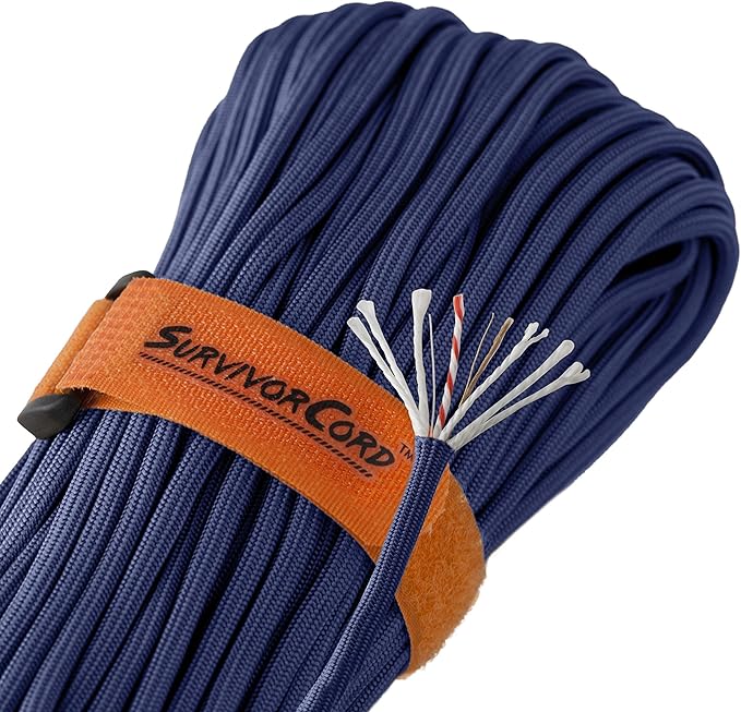 TITAN Survival Patented Paracord 550 - 25ft, 100ft, 500ft & Color Options - 620LB Strength Survival Paracord Military Spec with 3 Strands - Heavy Duty Hank Cord for Camping & Outdoors with Firestarter