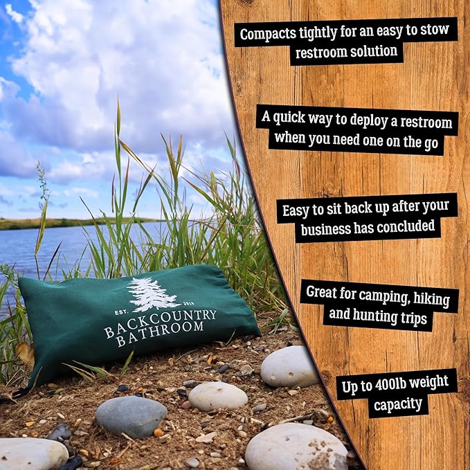 D&J Backcountry Bathroom: Portable Outdoor Toilet Solution for Camping, Hiking, and Hunting - Crap Strap for Pooping - Compact, Lightweight, and Easy to Use!