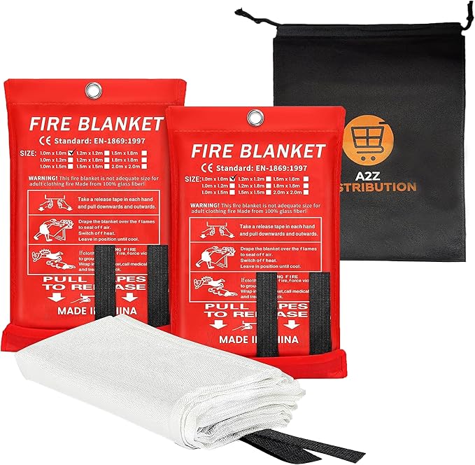 40”x40” Fire Blanket for Home and Kitchen, Emergency Fire Extinguisher Blanket, High Heat Resistant Fire Suppression for Home Safety Kitchen, and Camping (2)