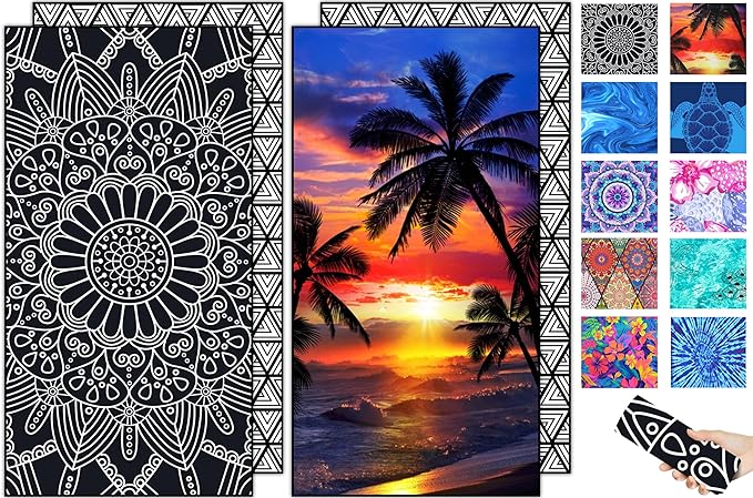 Microfiber Beach Towel–Quick Dry Lightweight Sand Free Oversized Large Towel Accessories Travel Must Swim Pool Yoga Camping Summer Cruise Ship Essentials Compact Sandproof Gift Mandala Sunset(71" 32")