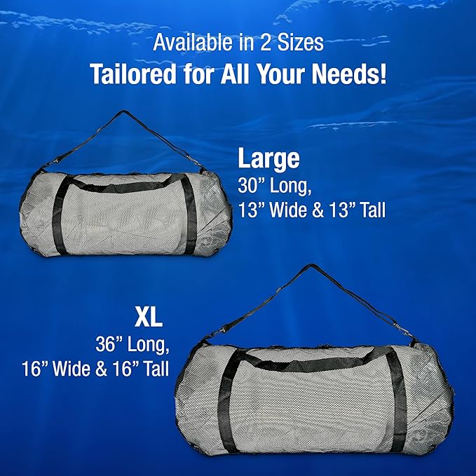 Mesh Duffle Bag with Shoulder Strap | Large Dive Bag for Scuba Diving Gear, Snorkeling, Freediving, Spearfishing, Swimming & Beach | Heavy-Duty Mesh Duffel Bag for Quick Drying