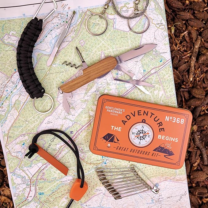 Gentlemen's Hardware - The Great Outdoors Kit, Tin-Cased Multi-tool, 15-Piece Survival Kit, A Camping Essential, 100% Stainless Steel, The, Versatile, Convenient