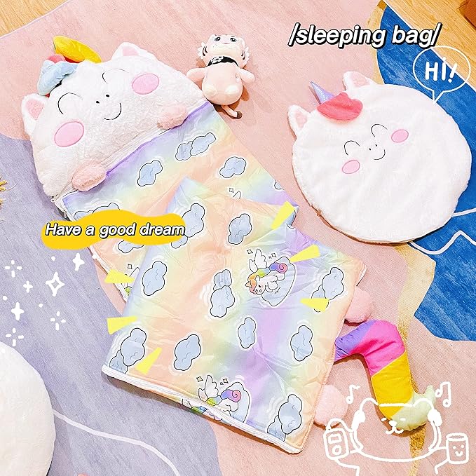 Happy Kids Sleeping Bag, Animal Bags, Sleepy Sack, Comfy, Cozy, Compact, Sleeping Bag with Pillow, Soft Pillow, Nap Mat, Wram Plush with Cotton, Slumber Bag