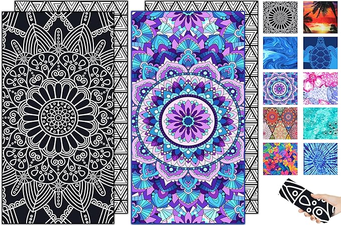 Microfiber Beach Towel–Quick Dry Lightweight Sand Free Oversized Large Towel Accessories Travel Must Swim Pool Yoga Camping Summer Cruise Ship Essentials Compact Sandproof Gift Mandala Series(71" 32")
