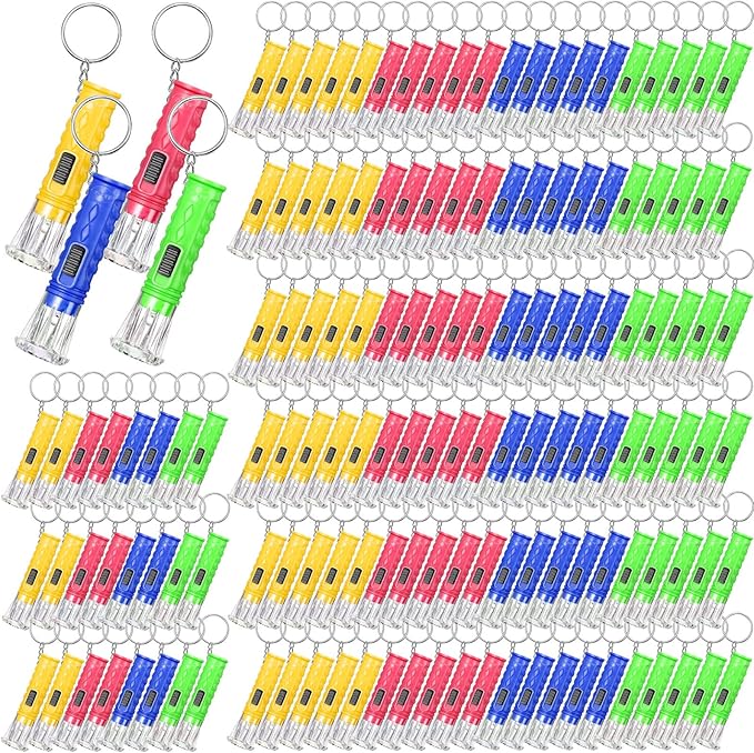 Jexine 150 Pcs Mini Flashlight Keychain, Assorted Colors Portable LED Flashlight, Colored Handheld Plastic Keychain Flashlights, LED Key Chains for Halloween Hiking Camping Cycling Party Favors