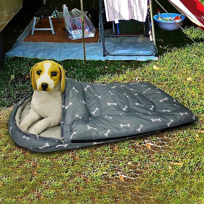 KUDES Dog Sleeping Bag Waterproof Warm Packable Dog Bed with Storage Bag for Indoor Outdoor Travel Camping Hiking Backpacking (43''Lx27''W)
