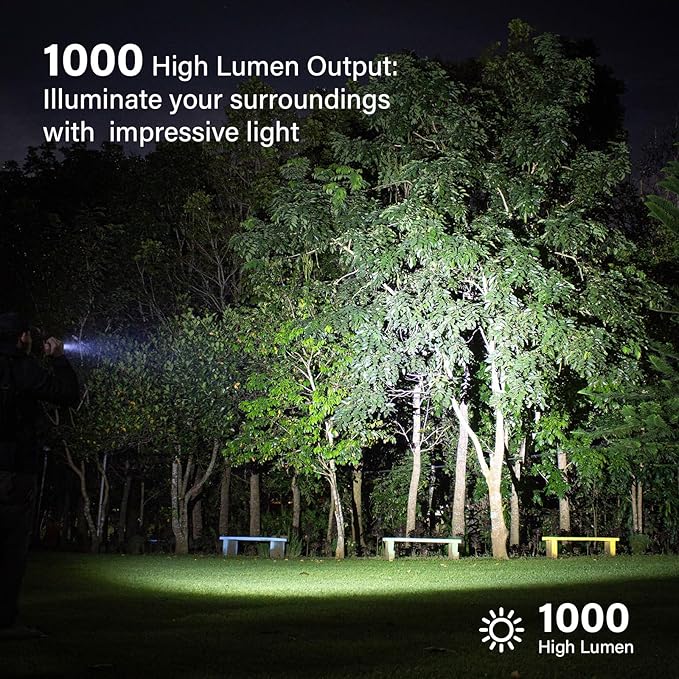 77outdoor Small Flashlight Powerful 1000 High Lumen, S15 Pro USB C Rechargeable Pocket Flashlight with Clip, Super Bright LED, Magnetic Tail Cap for EDC, Camping, Emergency