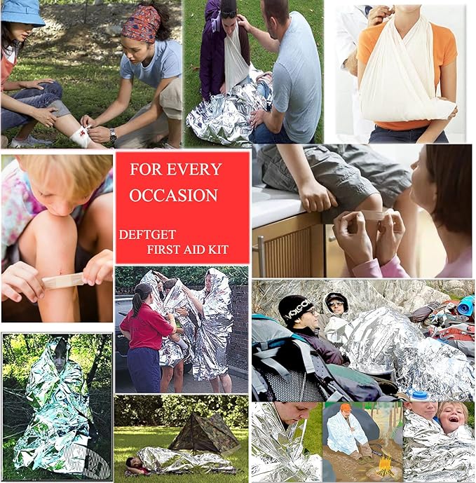 deftget 163 Pieces First Aid Kit Waterproof IFAK Molle System Portable Essential Injuries Medical Emergency Equipment Survival Kits for Car Kitchen Camping Travel Office Sports Home Ligth Red