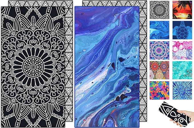 Microfiber Beach Towel–Quick Dry Lightweight Sand Free Oversized Large Towel Accessories Travel Must Swim Pool Yoga Camping Summer Cruise Ship Essentials Compact Sandproof Gift Mandala River(71" 32")