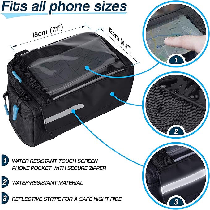 Fahrradlenkertasche Wasserdicht 4L, Handyhalterung, 4-lagiger Schutz Lenkertaschen fr Fahrrder | Fahrradlenkertasche, Fahrradtasche vorne, Fahrradtasche fr Lenker, Fahrrad-Handytasche, MTB,