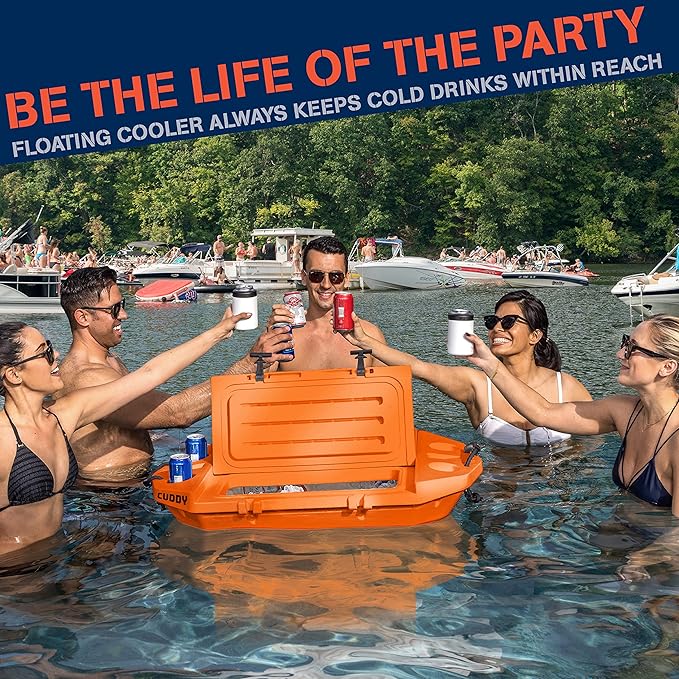 CUDDY Floating Cooler and Dry Storage Vessel for Land & Water – 40QT– Great for River, Beach, Kayak, Pool, & Lake - Multiple Color Options