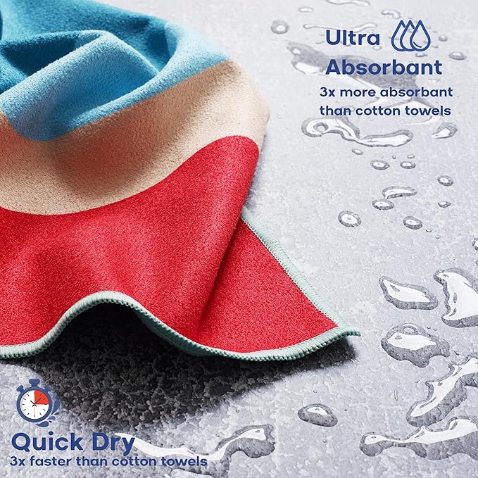 Luxe (380GSM) Oversized (180x60CM) Performance Microfiber Towel Made from Recycled Materials | Quick-Drying, Sand-Free, and Compact | Stink-Resistant | Ideal for Camping, Beach, Yoga (Thai Beach)