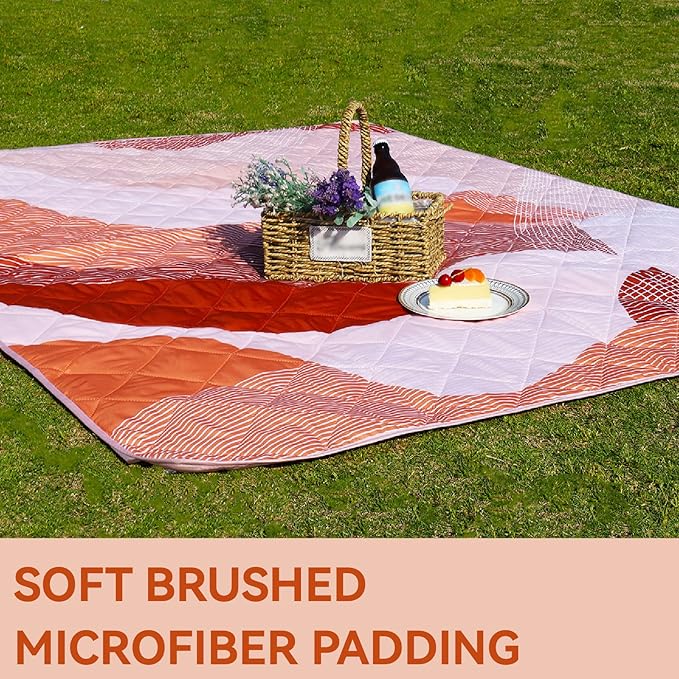 Whale Flotilla Extra Large Waterproof Picnic Blankets 60"x80", Foldable Lightweight Outdoor Blanket for Camping, Hiking, Traveling, Soft Portable Easy to Clean Picnic Mat for Beach Grass Park, Brown