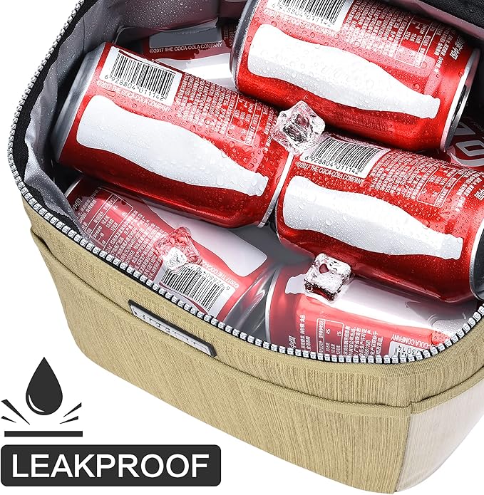 Tirrinia Insulated Lunch Box for Women Men, Leakproof Reusable Lunch Bag Containers for Adult,Working,Office,Lunch Soft Cooler Bag Tote for Picnic Hiking Beach,Khaki