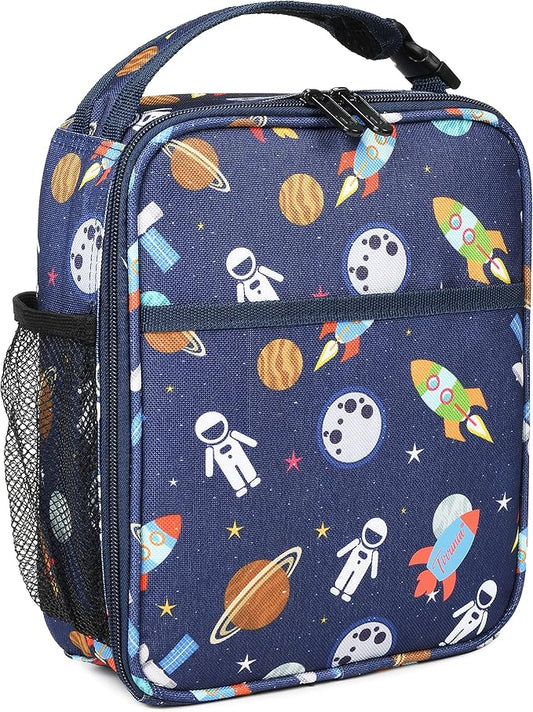 Tirrina Insulated Lunch Box for Men Women, Portable Thermal Small Lunch Bag for Office Work Picnic, Reusable Compact Lunchbox Cooler Tote for Adults, Space Pattern