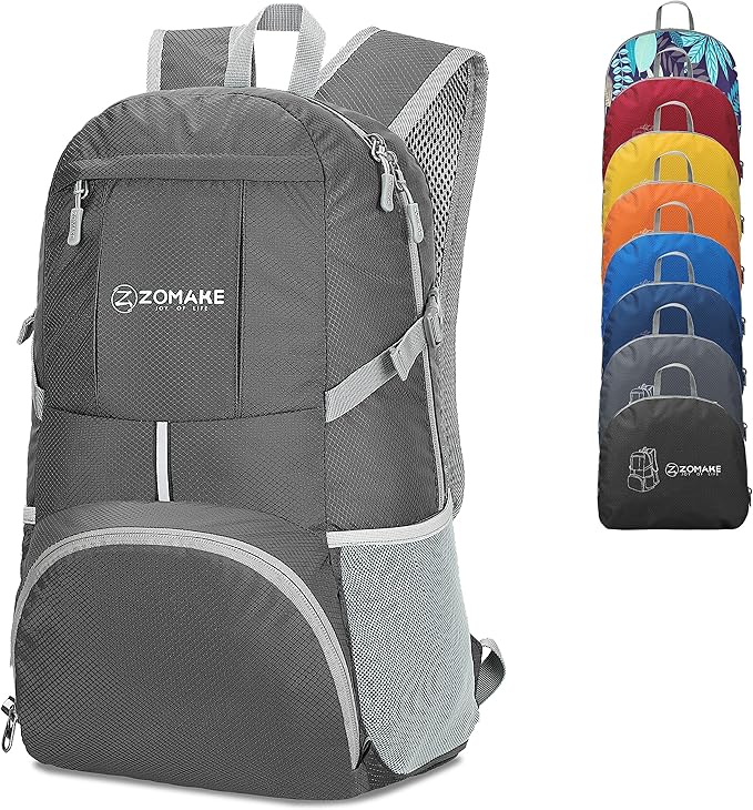 ZOMAKE Lightweight Packable Backpack 35L - Light Foldable Backpacks Water Resistant Collapsible Hiking Backpack - Compact Folding Day Pack for Travel Camping(Dimgray)
