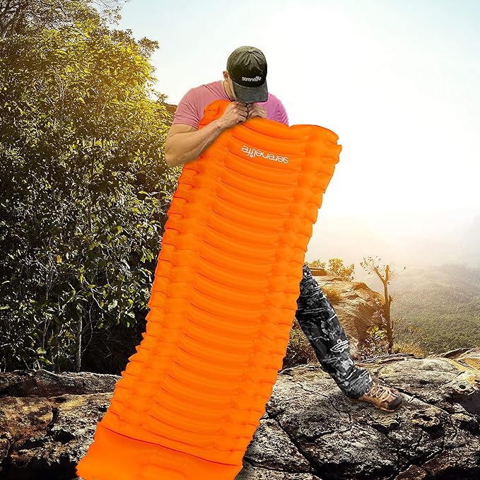 Backpacking Air Mattress Sleeping Pad - Self Inflating Waterproof Lightweight Sleep Pad Inflatable Camping Sleeping Mat w/Carrying Bag