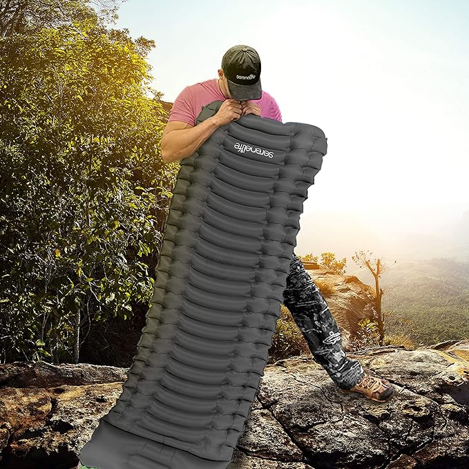 Backpacking Air Mattress Sleeping Pad - Self Inflating Waterproof Lightweight Sleep Pad Inflatable Camping Sleeping Mat w/Carrying Bag