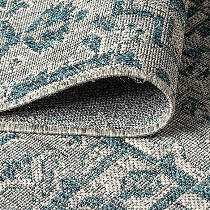 JONATHAN Y SMB105C-4 Estrella Bohemian Medallion Textured Weave Indoor/Outdoor Teal/Gray 4 ft. x 6 ft. Area-Rug, Coastal,Easy-Cleaning,HighTraffic,LivingRoom,Backyard, Non Shedding