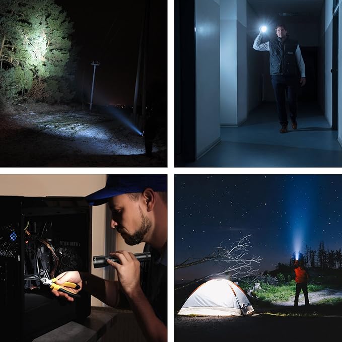 Rechargeable LED Flashlights High Lumens, PEETPEN L45 2000 Lumens Super Bright Powerful Flashlights, Multifunctional Handheld Flash Light with Zoomable, Waterproof, 4 Modes for Camping Emergencies