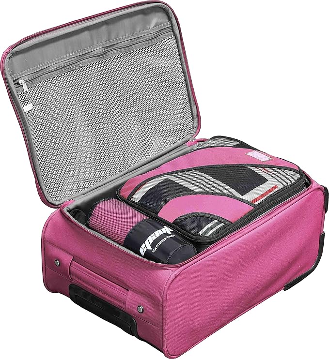 EPAuto 2-Pack Microfiber Fast Drying Travel Gym Towels, Pink, (60''x30'', 24''x15'')
