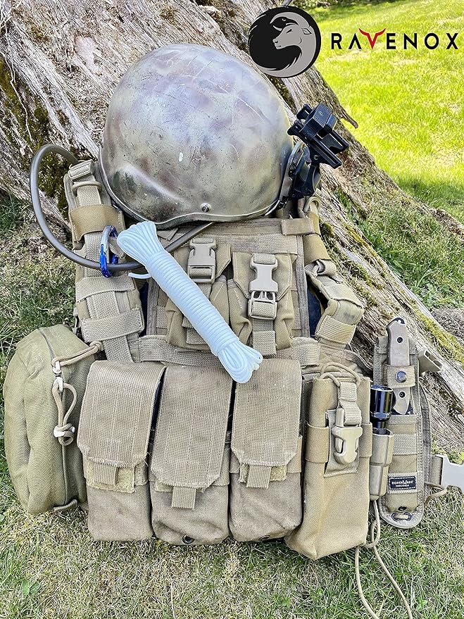 Ravenox Type III 550 Paracord | Genuine Military 550 Cord (White)(25 Feet)| 7 Inner Strand, 100% Twisted Nylon Cordage | Parachute Cord Rope for Military, Survival, Outdoor Recreation | Made in USA